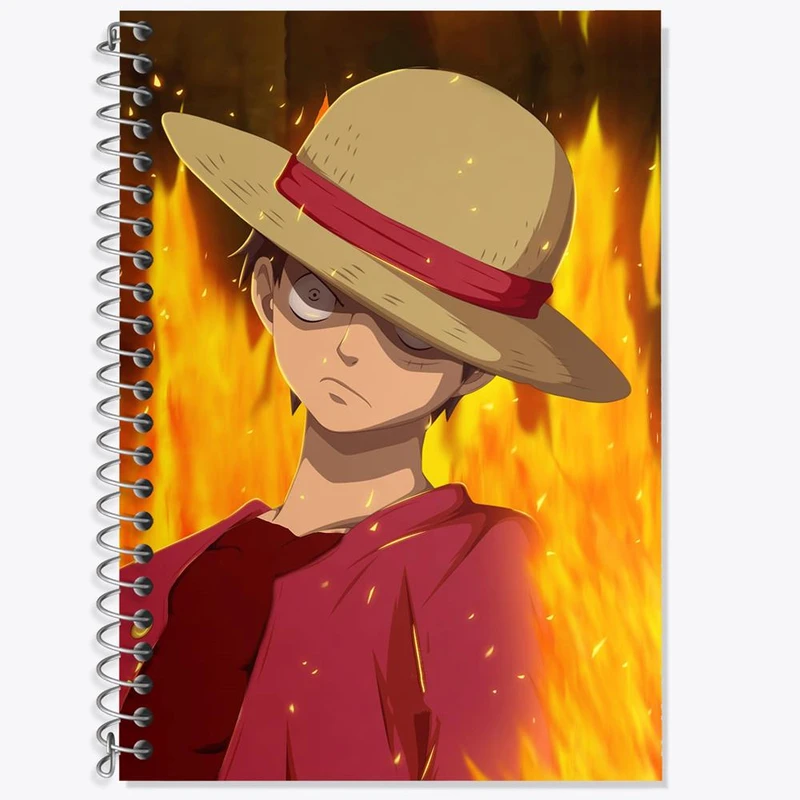 دفتر زبان 50 برگ خندالو مدل دو خط طرح لوفی انیمه وان پیس One Piece کد 17222