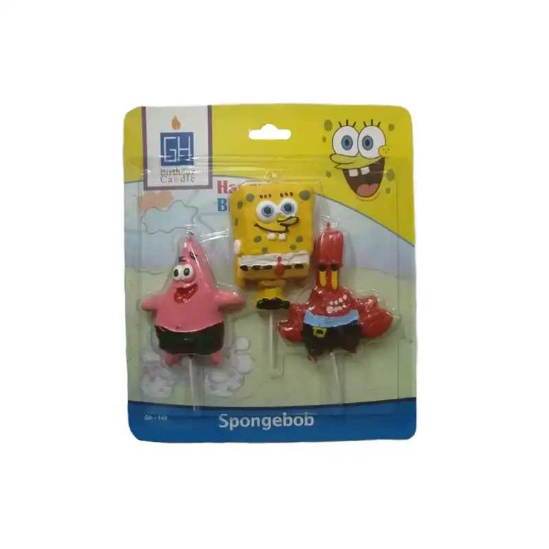 شمع تولد مدل باب اسفنجی مجموعه 3 عددی