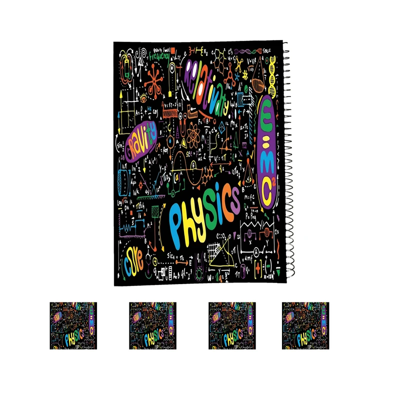 دفتر مشق 100 برگ مدل فیزیک کد Physics به همراه برچسب - مجموعه 5 عددی