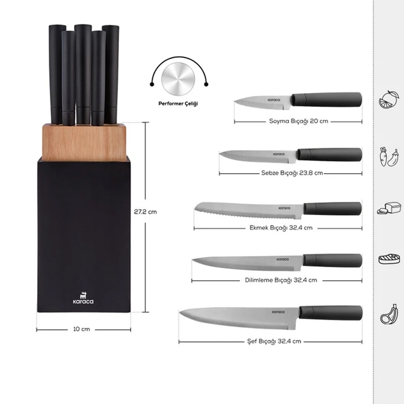 سرویس چاقو 6 پارچه کاراجا مدل Performer