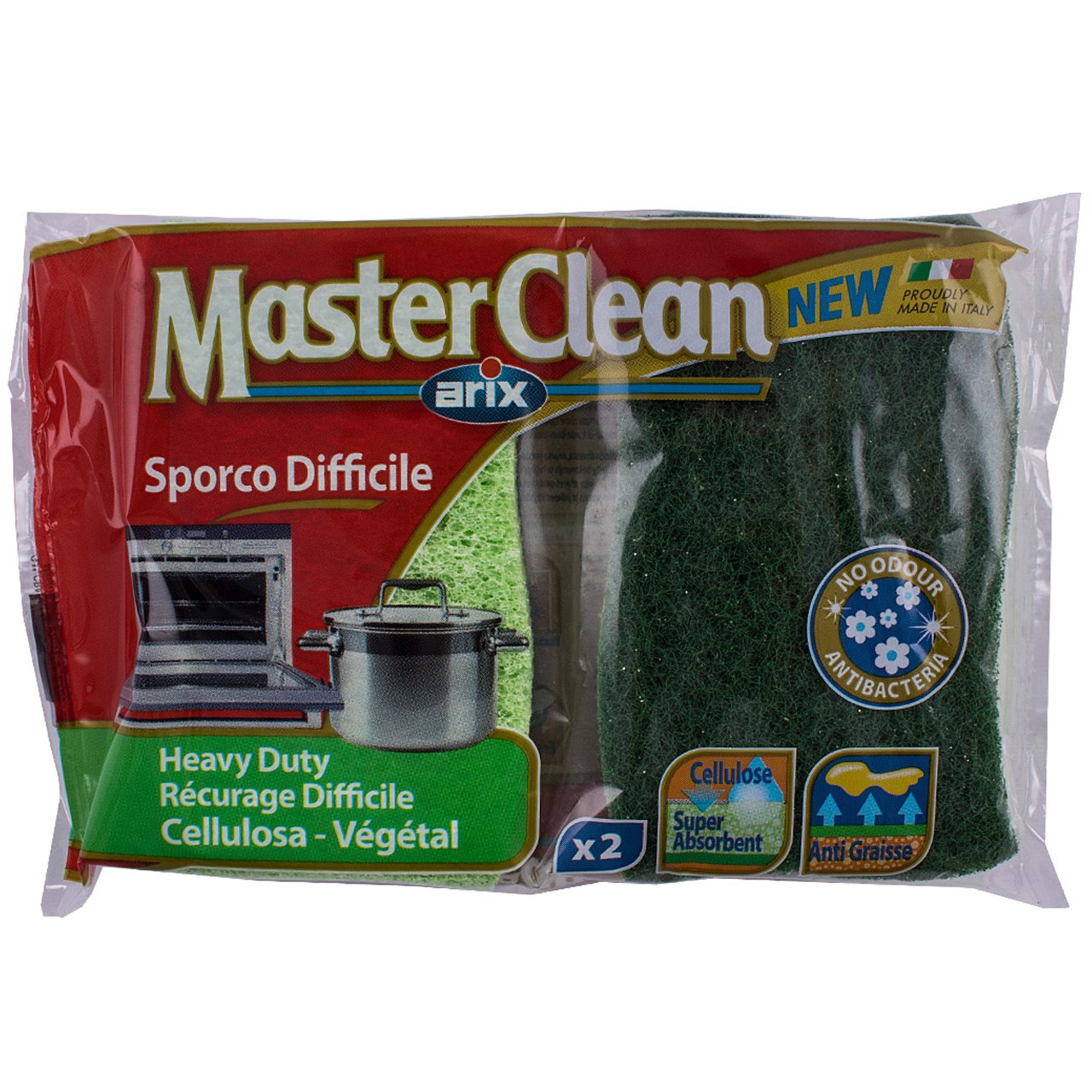 اسکاچ و اسفنج گیاهی ضد باکتری آریکس مدل Master Clean کد 12782 مجموعه 2 عددی