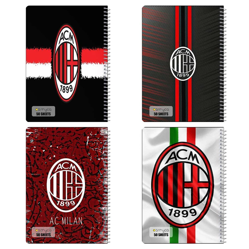 دفتر نقاشي 50 برگ کارنيکا طرح آ.ث. میلان AC Milan کد 70830 مجموعه 4 عددی