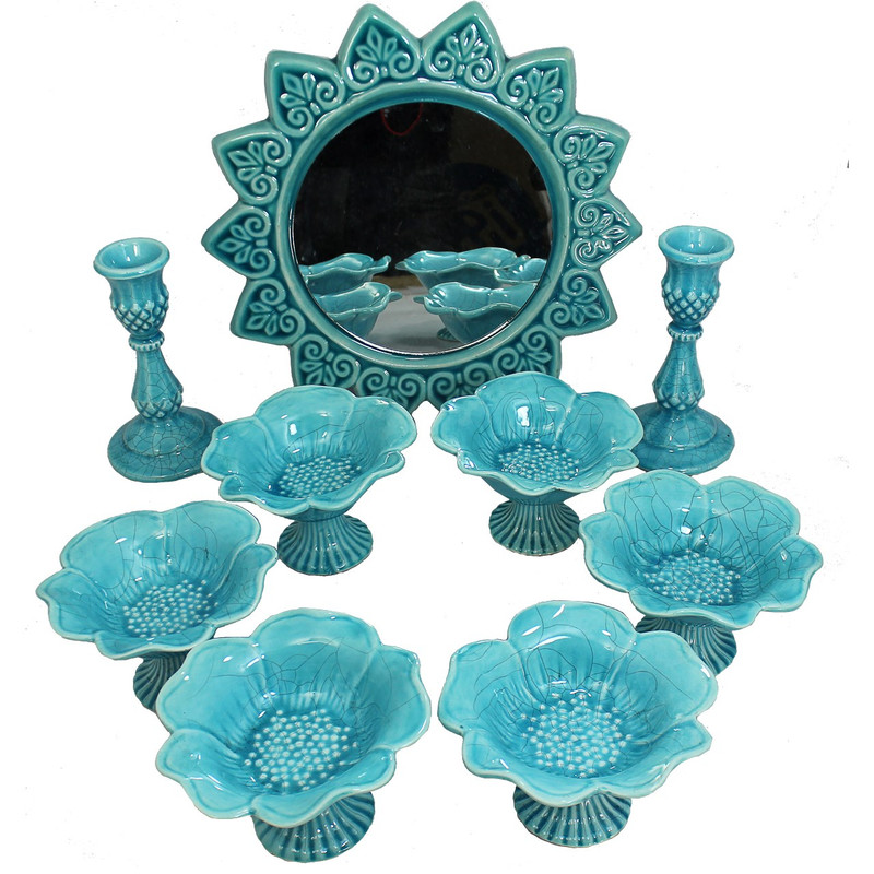 مجموعه ظروف هفت سین سرامیکی گالری دست نگار مدل نیلوفر