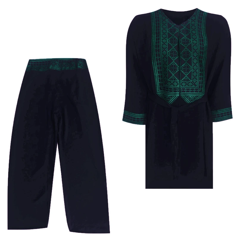 مانتو و شلوار زنانه مدل نخی ابر و بادی سنتی کد tm-2476