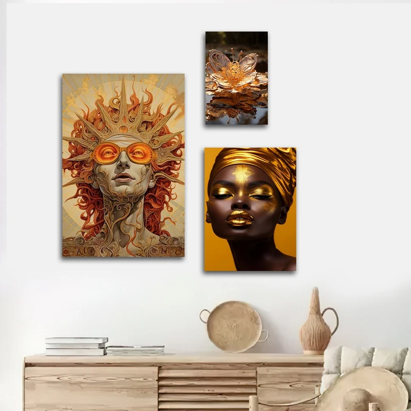 تابلو شاسی بکلیت طرح چهره آفریقایی و پروانه مدل SH-1226  مجموعه 3 عددی