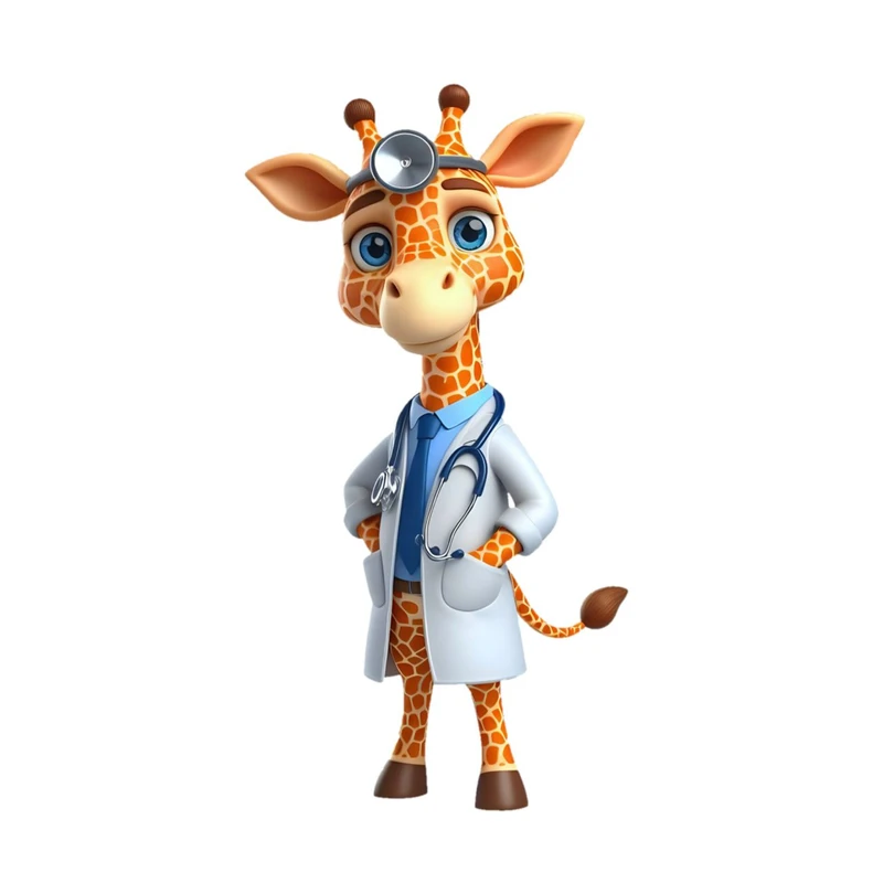 استیکر پارچه و لباس پاد آفرین مدل کارتونی زرافه دکتر پزشک کد 2219