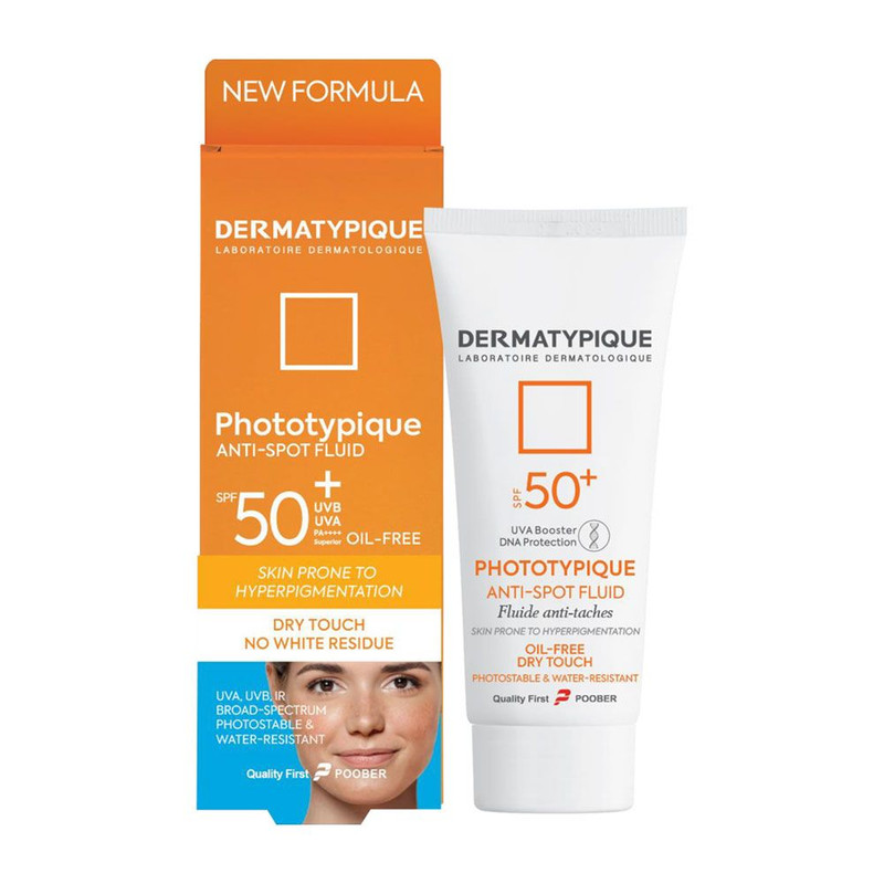 فلوئید ضد آفتاب بدون رنگ درماتیپیک مدل فتوتیپیک محافظ UVA،UVB مناسب برای انواع پوست حجم 50 میلی لیتر