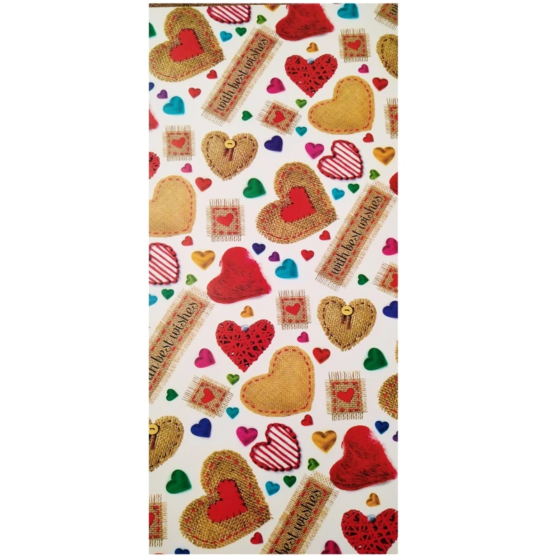 کاغذ کادو مدل تگ قلبی سایز 70×50 سانتی متر طرح گونی و کنف بسته 3 عددی