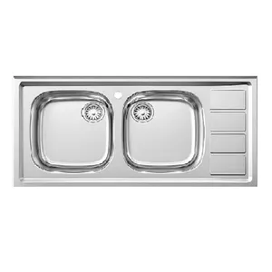 سینک ظرفشویی استیل روکار دو لگنه پلی استیل مدل 156