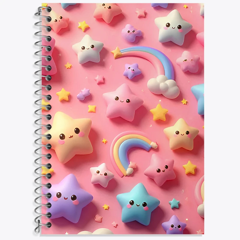 دفتر لغت 50 برگ خندالو طرح پترن ستاره ای کیوت کد N5781