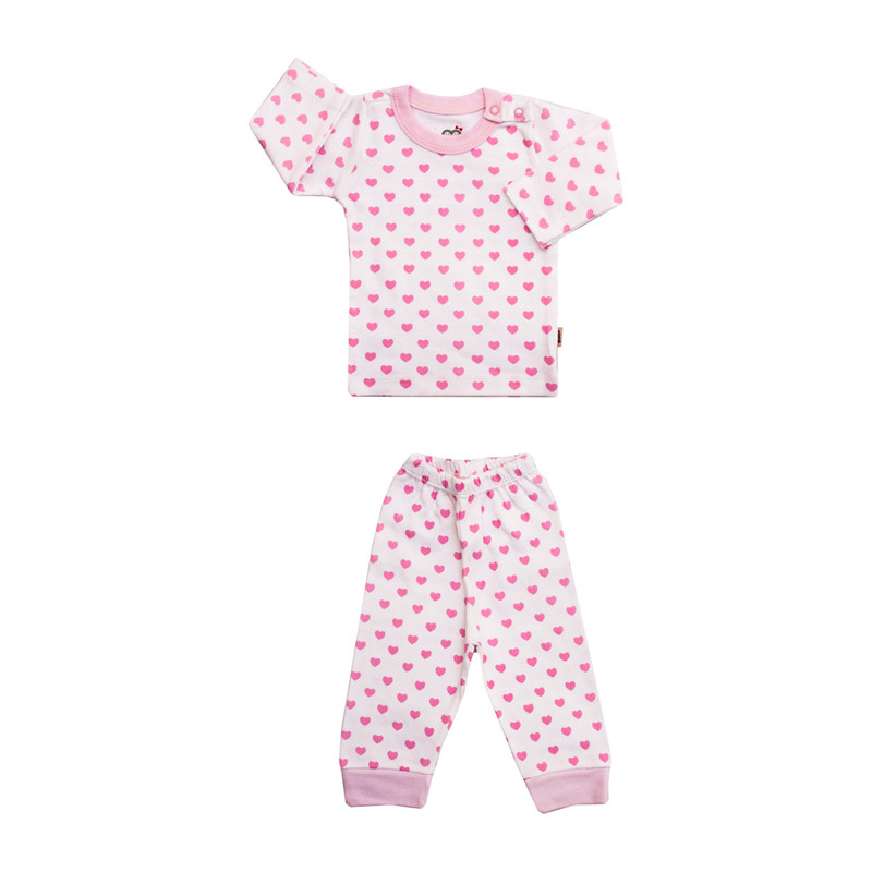 ست  تی شرت آستین بلند و شلوار راحتی نوزادی آدمک مدل قلب رنگ سفید