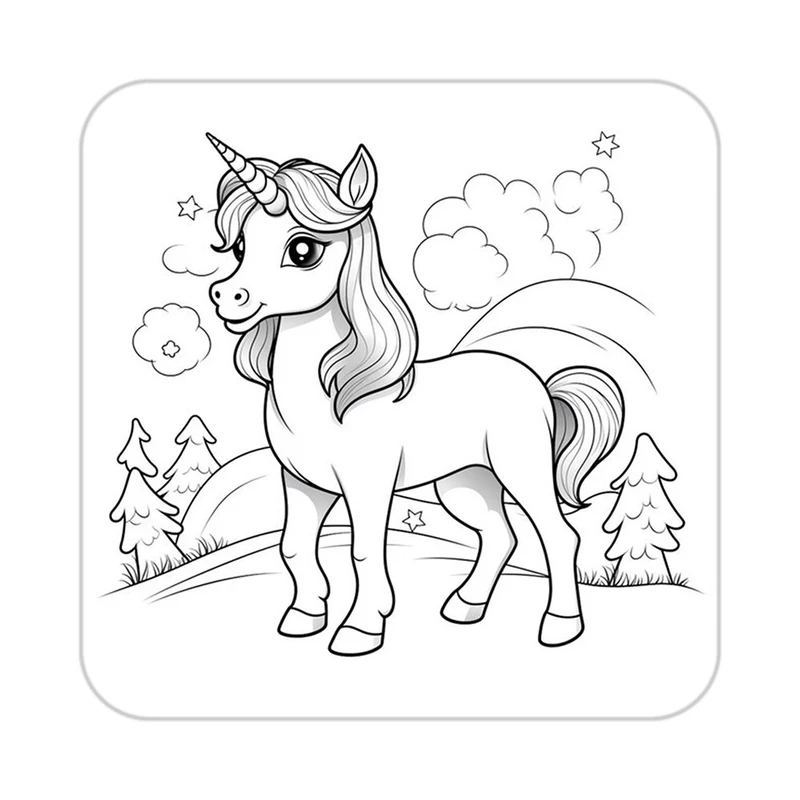 زیر لیوانی کاکتی طرح اسب تک شاخ و یونیکورن مدل mp29573