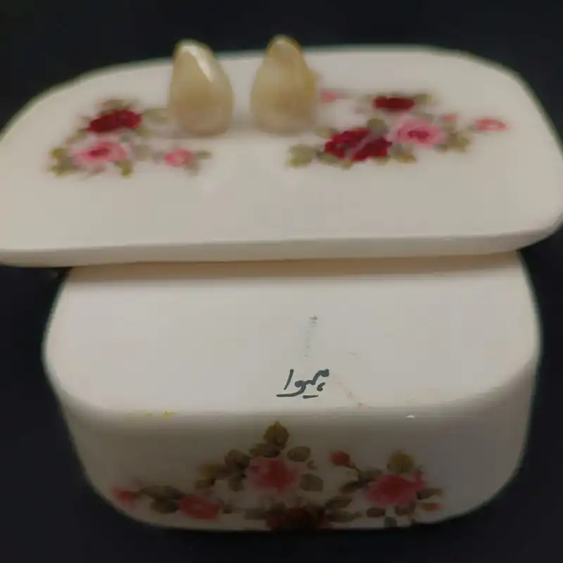 ظرف سرامیکی هیوا طرح گل رز دربدار کد 15992392