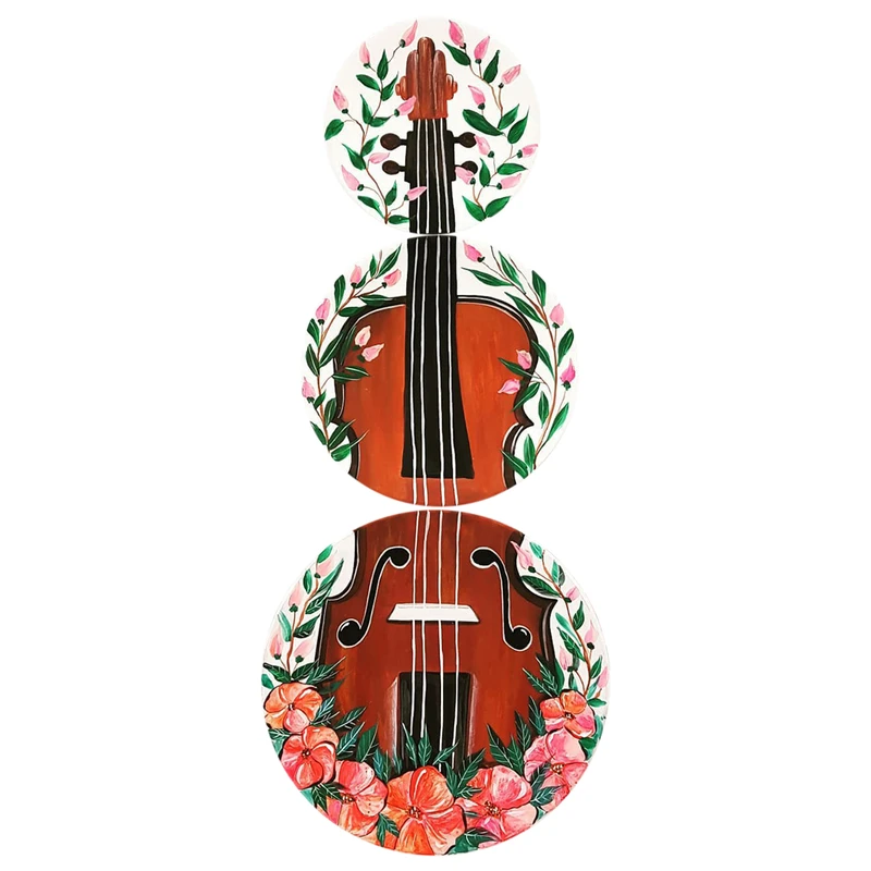  بشقاب دیوارکوب سفالی طرح گیتار کد D116-A مجموعه 3 عددی