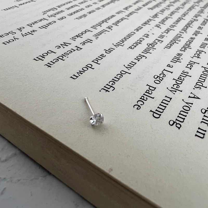 پیرسینگ نقره زنانه مدل  تک نگین کد P4604