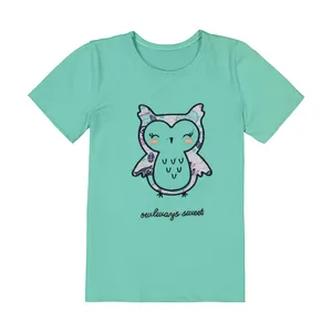 تی شرت آستین کوتاه دخترانه مدل grn OWL