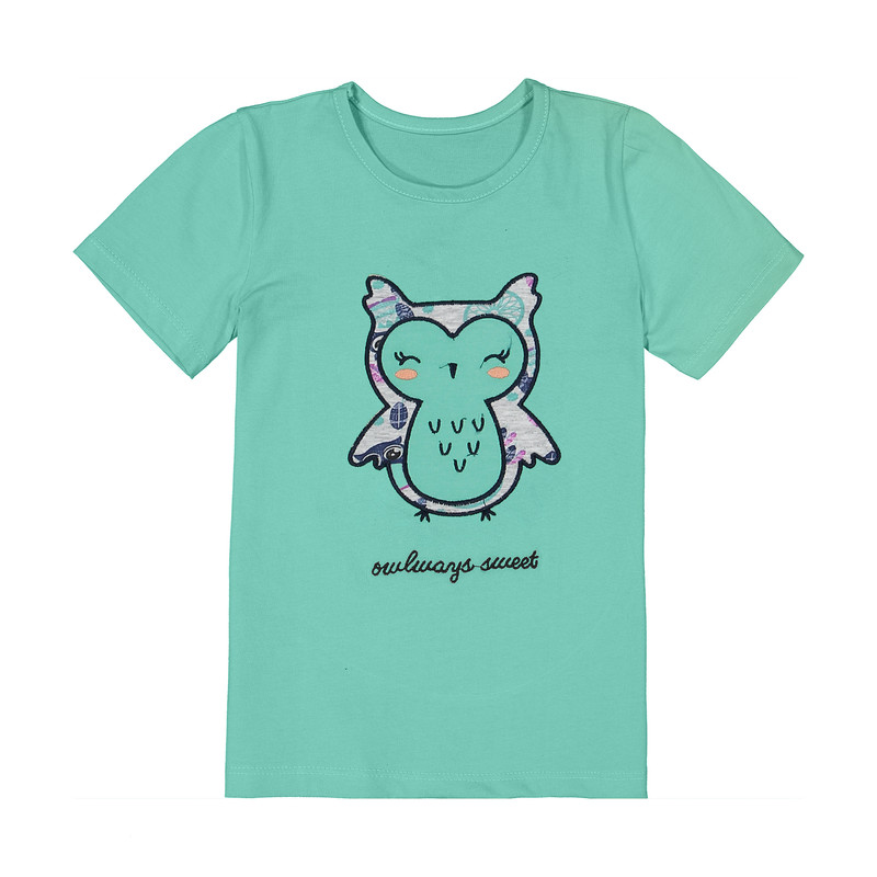تی شرت آستین کوتاه دخترانه مدل grn OWL