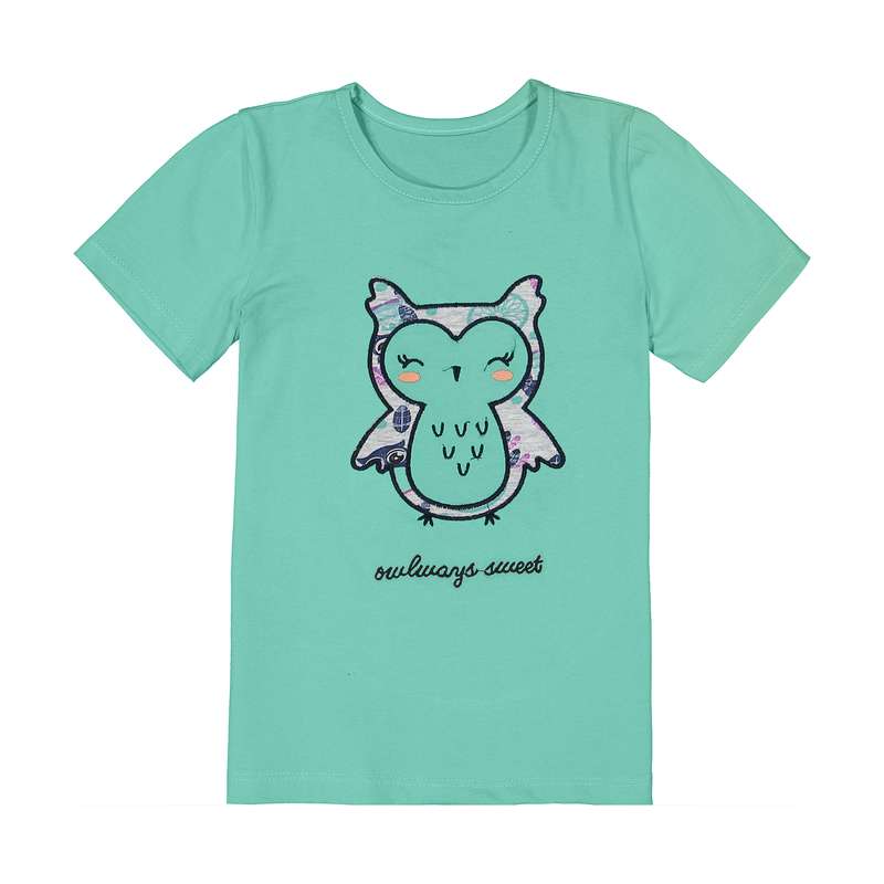 تی شرت آستین کوتاه دخترانه مدل grn OWL تی شرت آستین کوتاه دخترانه مدل grn OWL