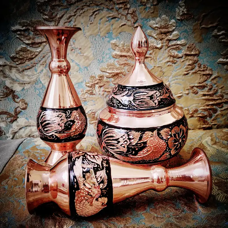 گلدان مسی مدل الماس تراش کد 1601