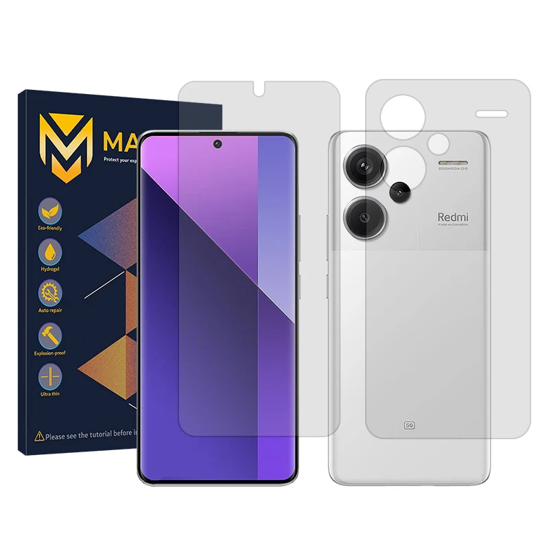 محافظ صفحه نمایش شفاف مستر مدل Resistant مناسب برای گوشی موبایل شیائومی Redmi Note 13 Pro Plus به همراه محافظ پشت گوشی