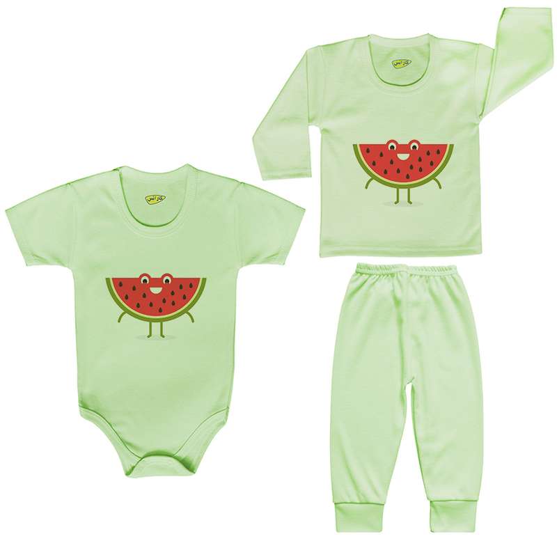 ست 3 تکه لباس نوزادی کارانس طرح هندوانه مدل PRSG-4003