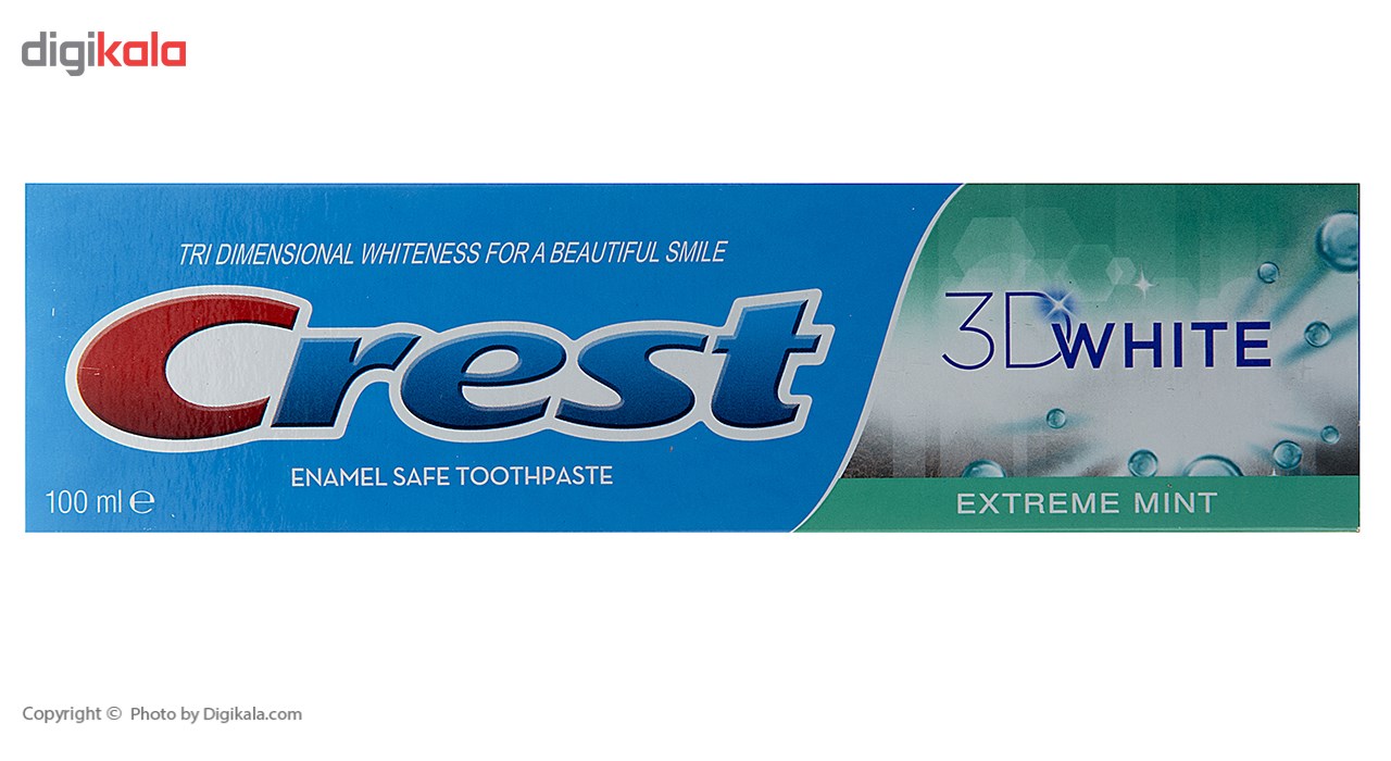 خمیر دندان کرست سری 3D White مدل Exterme Mint حجم 100 میلی لیتر
