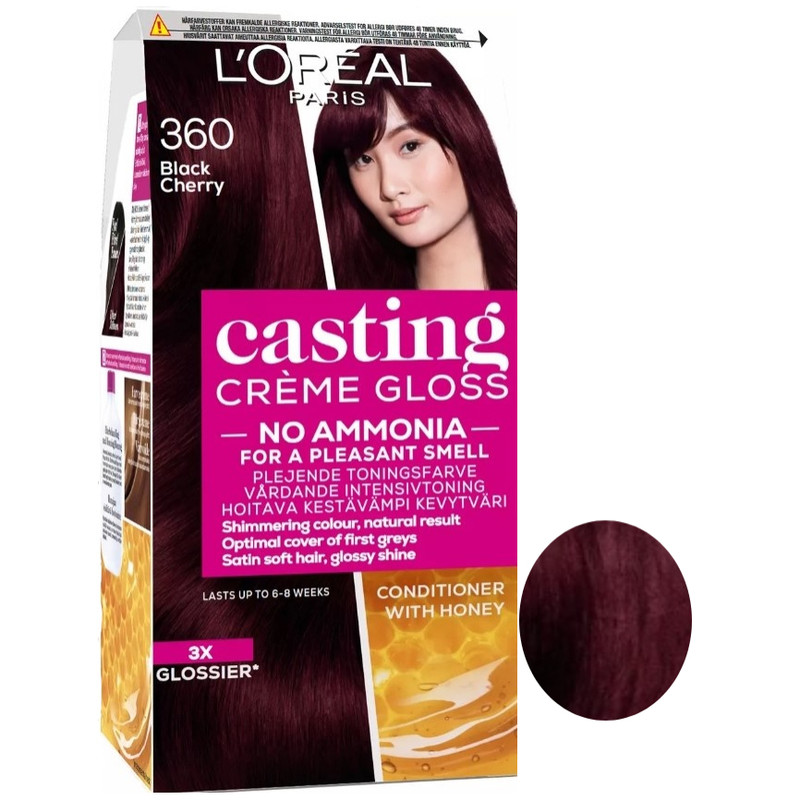 کیت رنگ مو لورآل مدل casting creme gloss شماره 360 حجم 48 میلی لیتر رنگ گیلاس سیاه