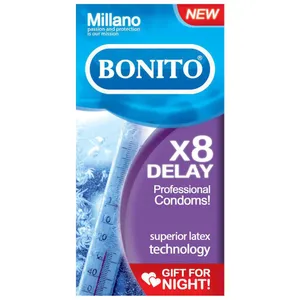 کاندوم بونیتو مدل تاخیری مضاعف delay x8 بسته 6 عددی