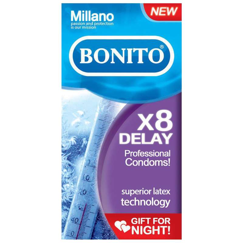 کاندوم بونیتو مدل تاخیری مضاعف delay x8 بسته 6 عددی کاندوم بونیتو مدل تاخیری مضاعف delay x8 بسته 6 عددی