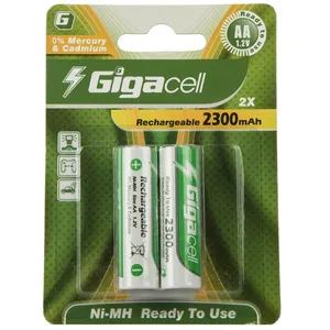 باتری قلمی قابل شارژ گیگاسل مدل 2300mAh بسته 2 عددی