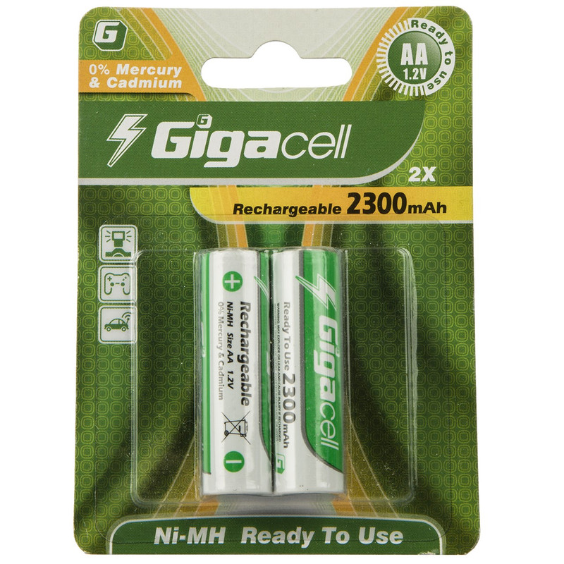 باتری قلمی قابل شارژ گیگاسل مدل 2300mAh بسته 2 عددی