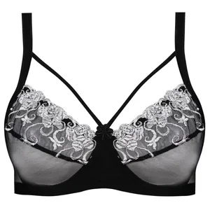 سوتین زنانه پانیذ مدل فنردار گیپوری کد 66397-2 رنگ مشکی