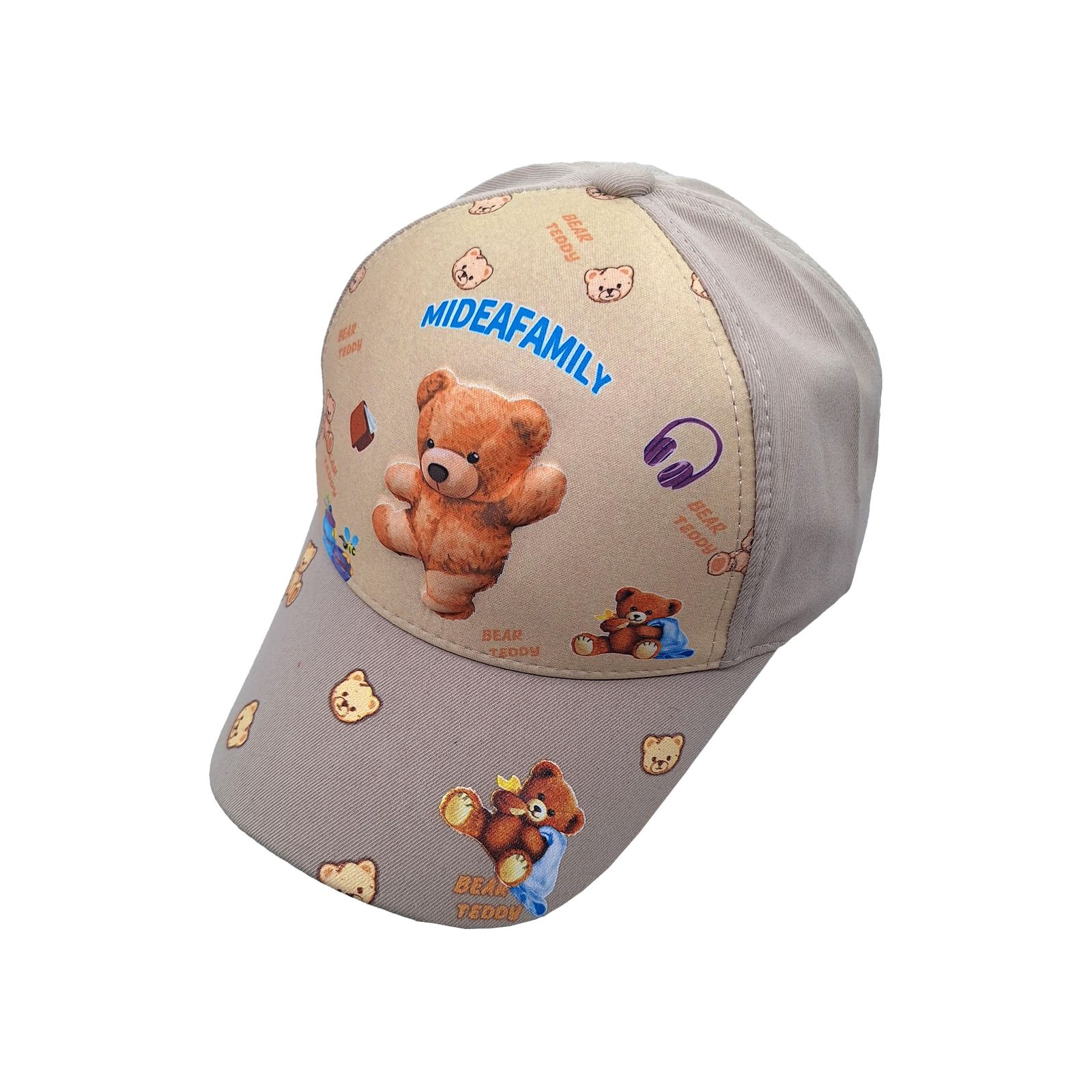  کلاه کپ پسرانه مدل خرس برجسته کد 1143 رنگ کرم  -  - 4