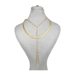گردنبند زنانه مدل دو لاین ماری و استوانه
