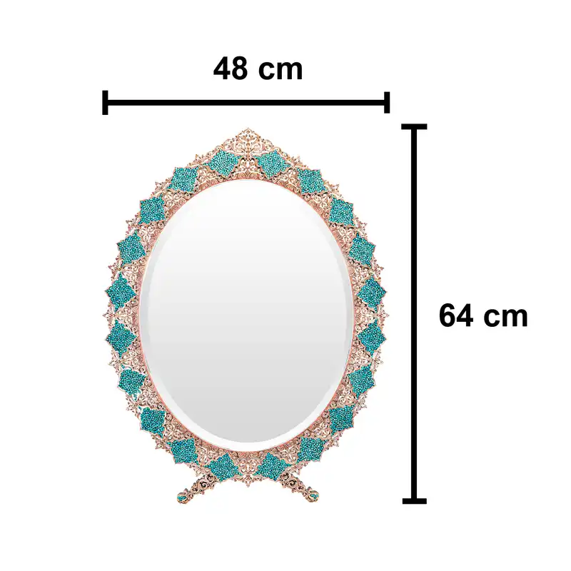 آینه فیروزه کوبی مدل قلم نقره کد Magnificent-Art