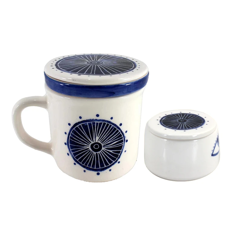 ماگ سرامیکی مدل دمنوش ساز طرح گیاه کد sad-50 به همراه قندان