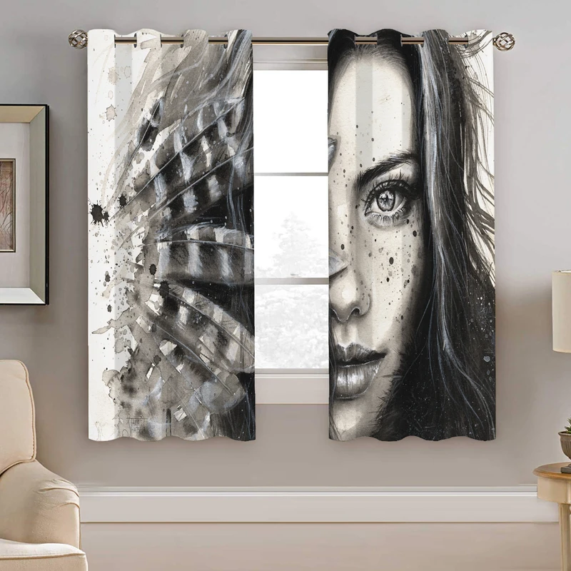 پرده نیروانا طرح چهره دخترونه مدل مخمل کد 4660 سایز 140×200 سانتی متر