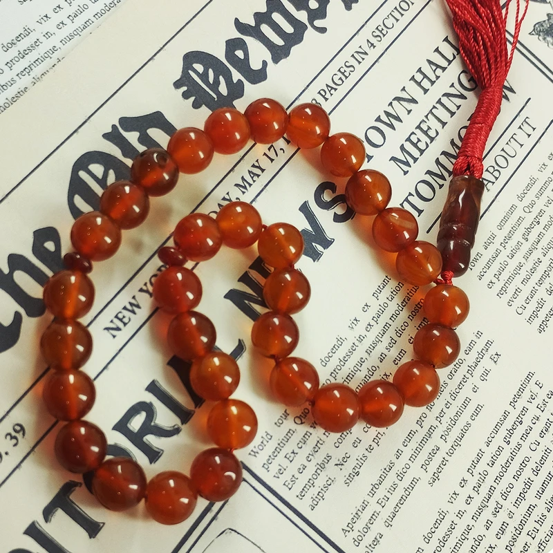 عکس شماره 2 : تسبیح سلین کالا مدل عقیق سرخ اصل 33 دانه طرح 10 میل کد 1