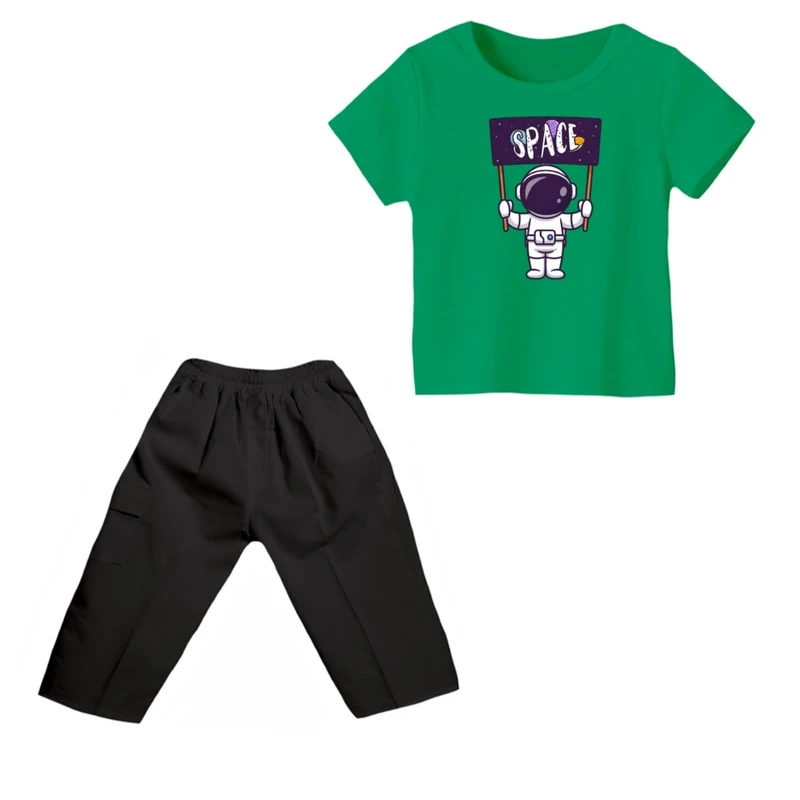 ست تی شرت و شلوارک پسرانه مدل فضانورد کد ۵