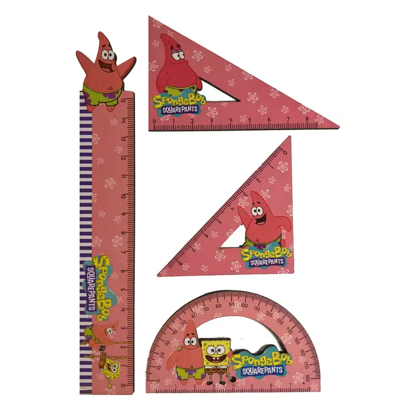 ست خط کش طرح پاتریک و باب اسفنجی مجموعه 4 عددی