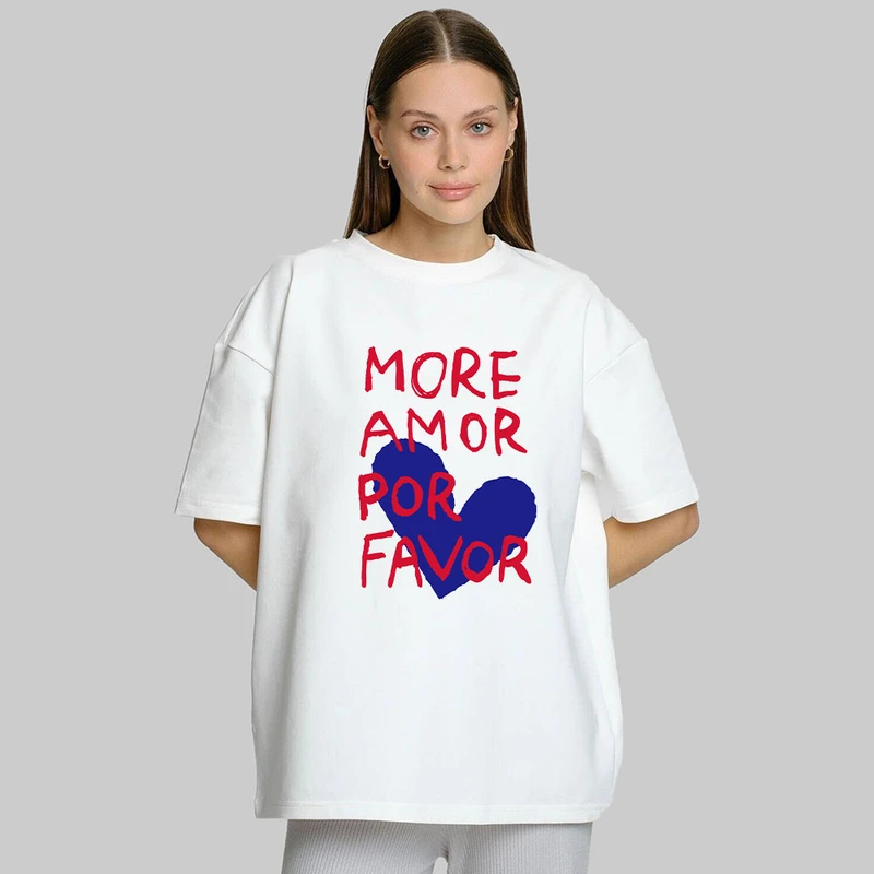 تیشرت آستین کوتاه زنانه پنبه دورو طرح AMOR