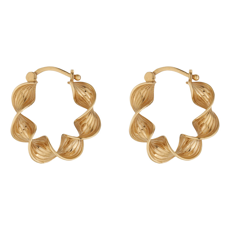 گوشواره حلقه ای طلا 18 عیار زنانه گلدم مدل پیچE241005