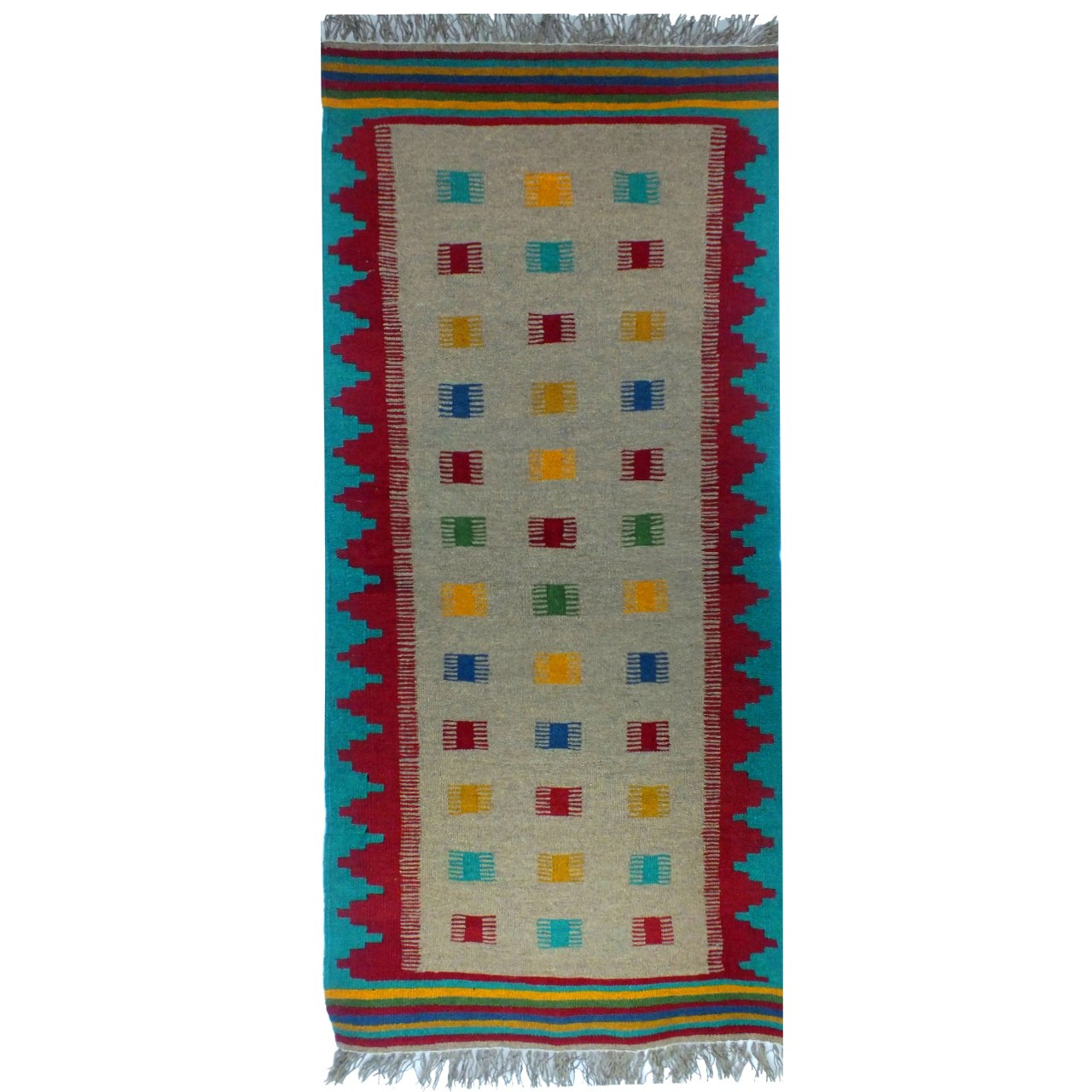 گلیم دستبافت کناره آریا راگز مدل glm 1105