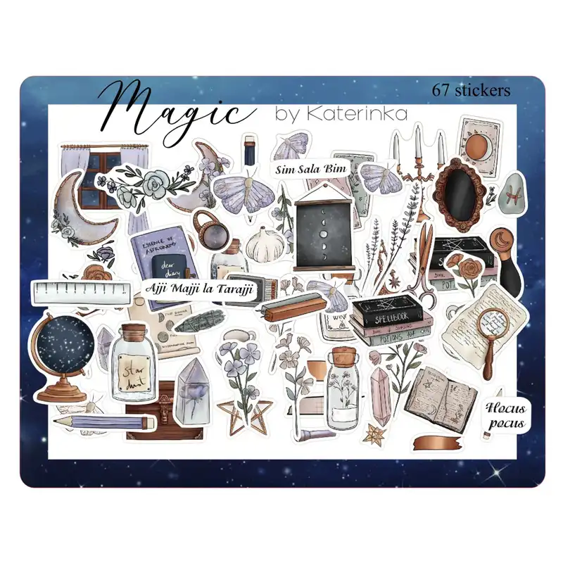 برچسب کاترینکا طرح برش خورده مدل Magic بسته 67 عددی
