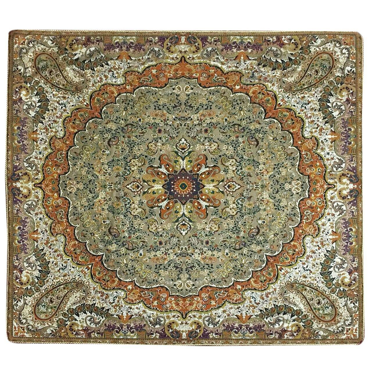 رومیزی ترمه هفت رنگ مدل T75 سایز 100X100 سانتی متر