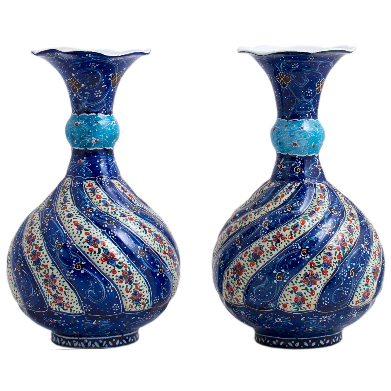 گلدان میناکاری مسی رستا طرح شلغمی 112-12-102 مجموعه دو عددی