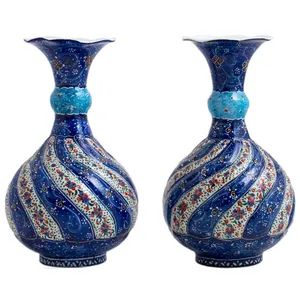 گلدان میناکاری مسی رستا طرح شلغمی 112-12-102 مجموعه دو عددی