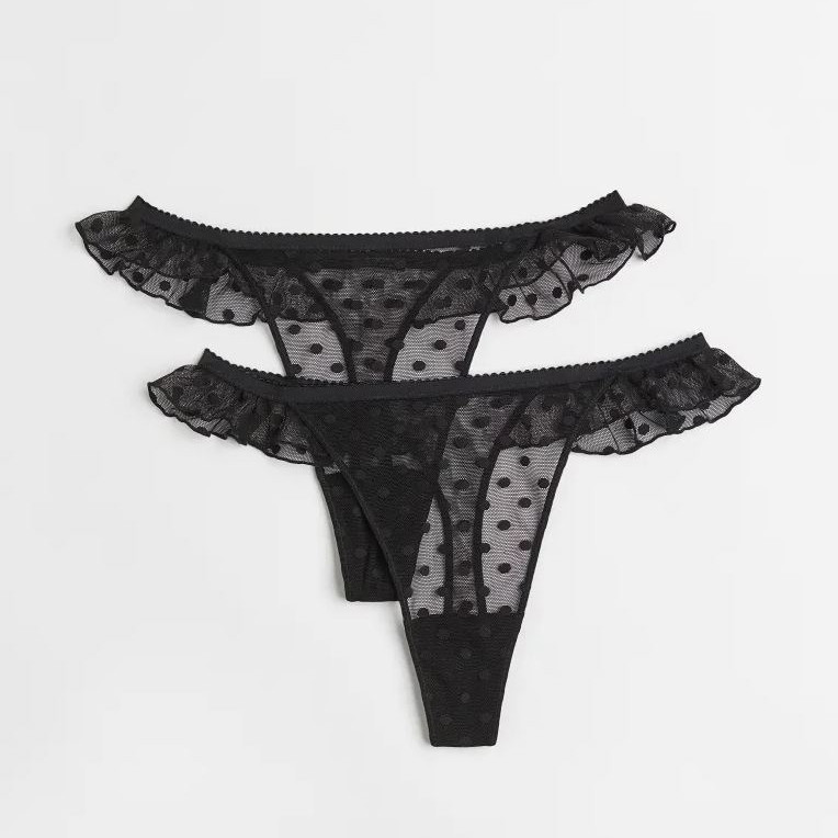 شورت زنانه اچ اند ام مدل 368368 چیندار توری خالدار