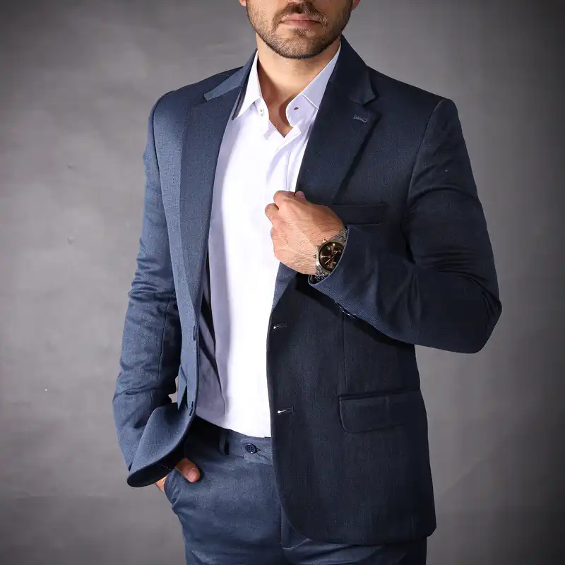 کت و شلوار مردانه مدل مدیران یقه انگلیسی25-25 رنگ سرمه ای