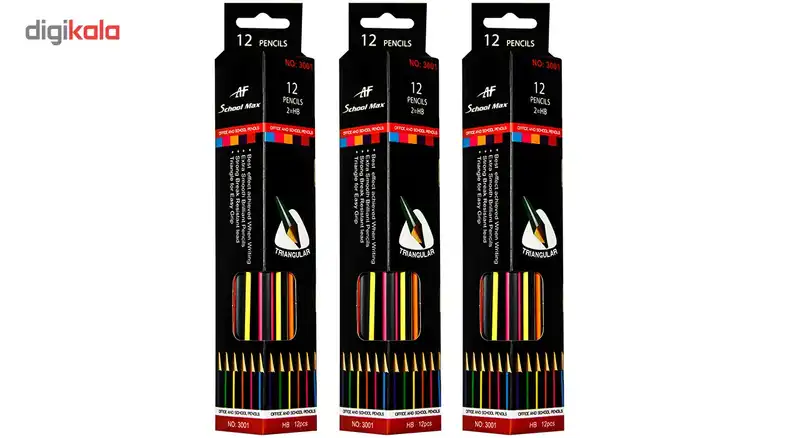 مداد مشکی ای اف اسکول مکس مدل 3001 - 3 بسته 12 عددی